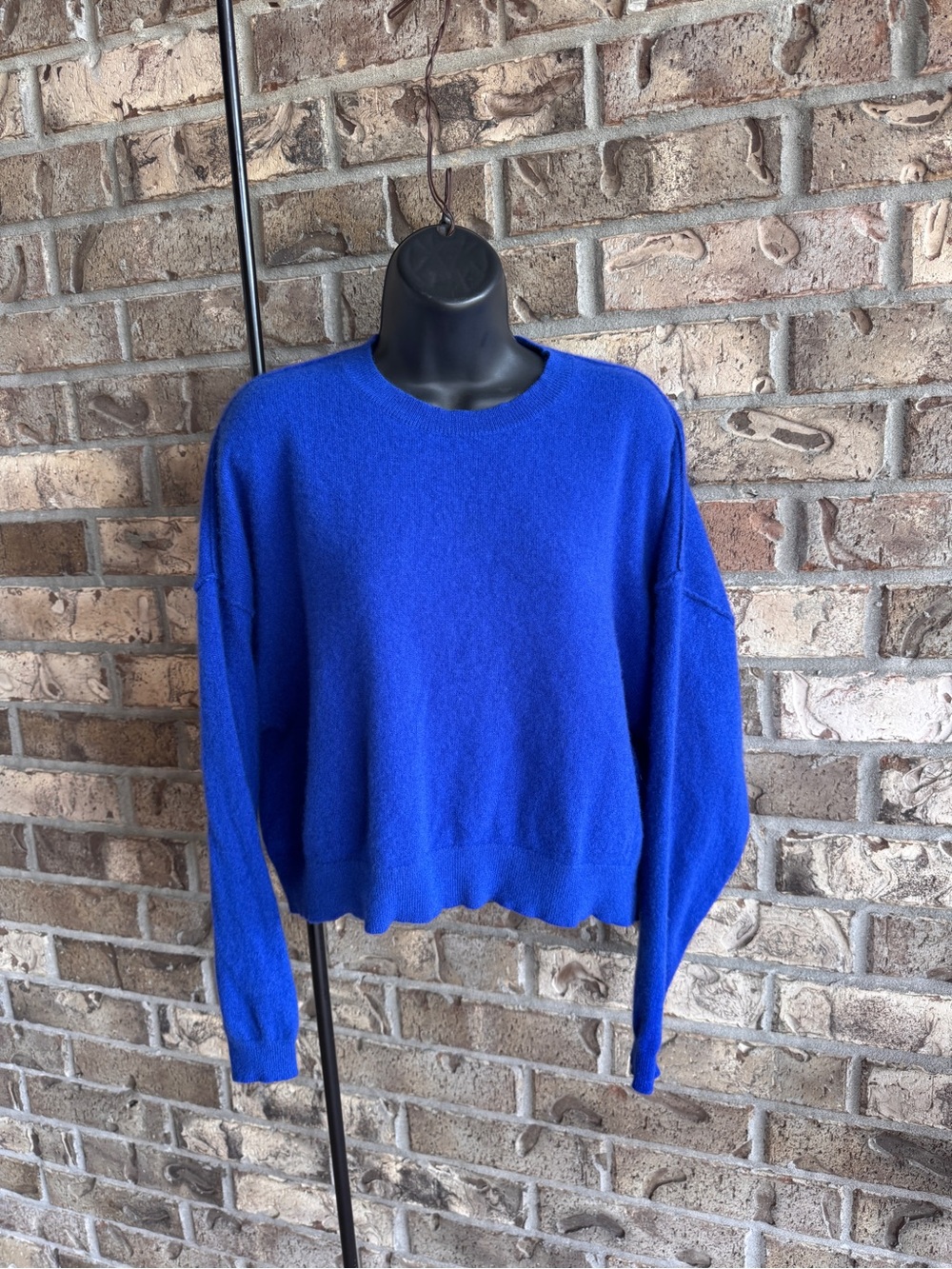 Pilcro Anthropologie Alani Cashmere Cropped Sweater Cobalt Blue Size 1X - Picture 3 of 13